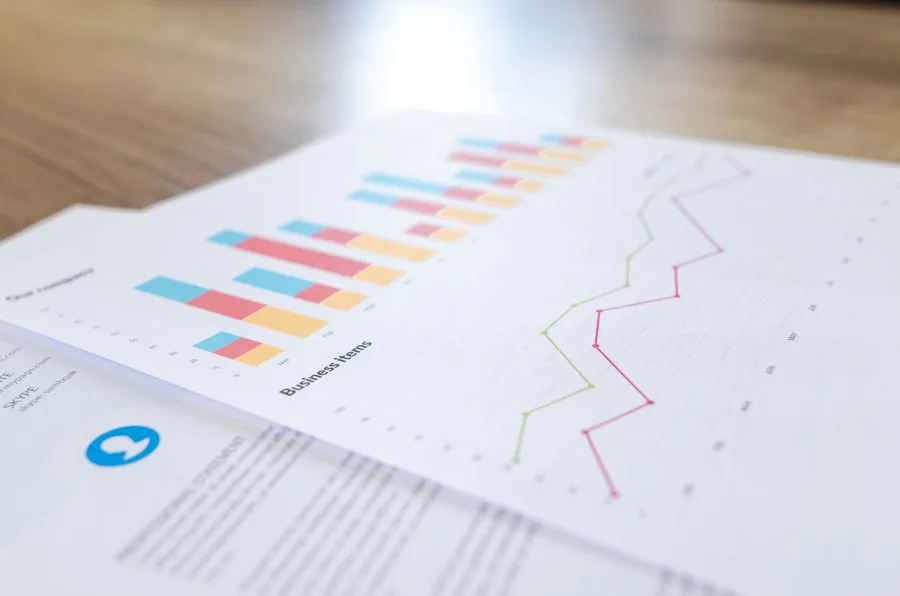 Abstract financial visualization with restrained executive imagery