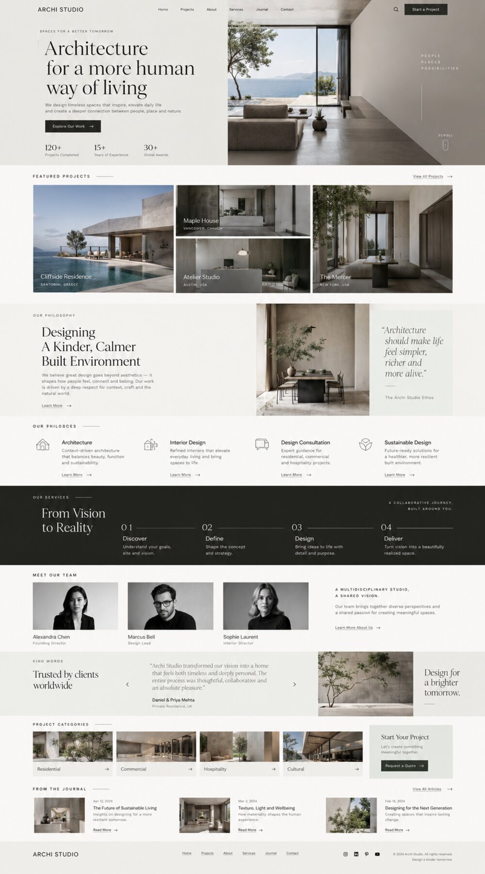 Full-bleed architectural photograph with oversized typography