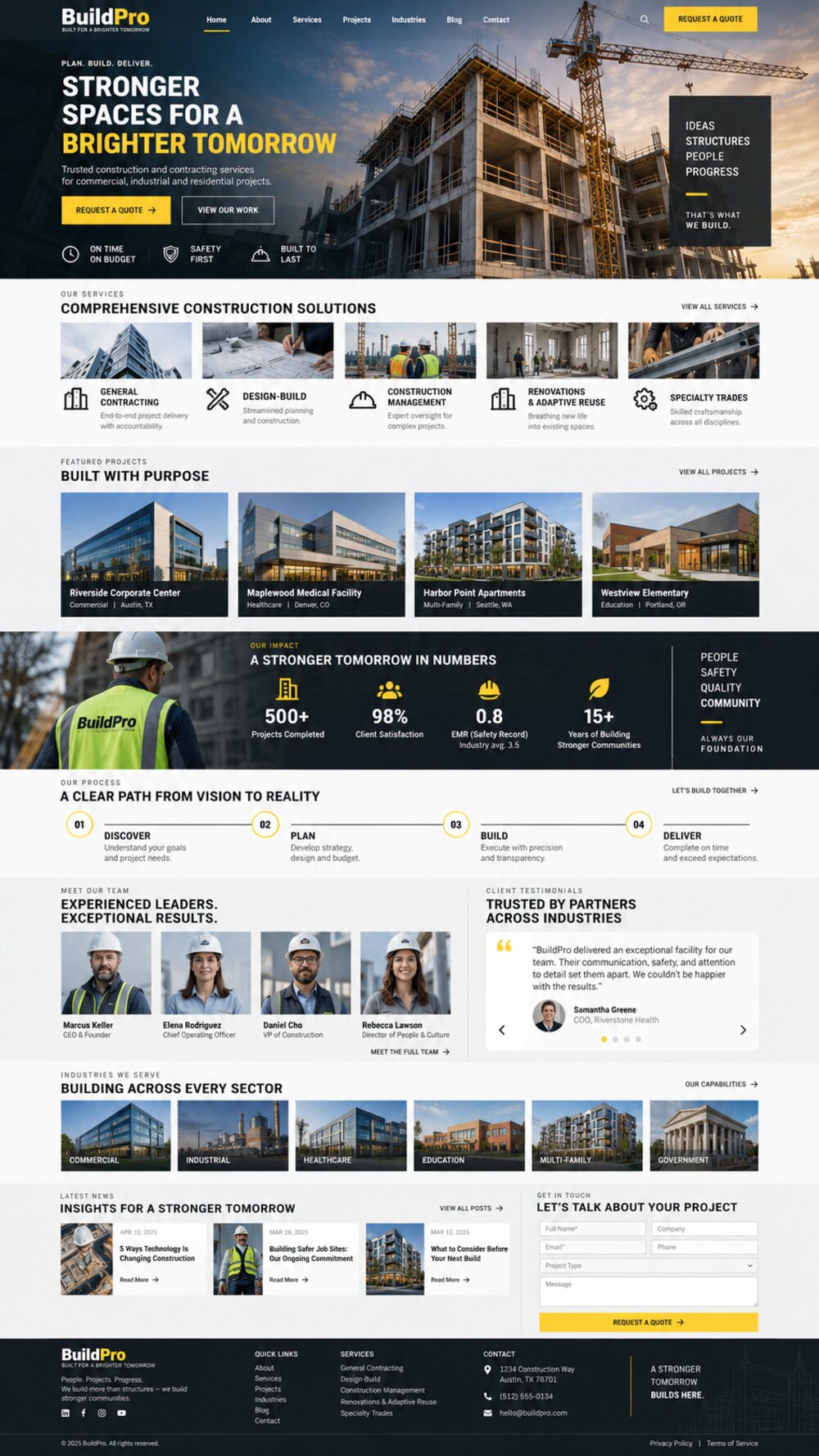 Large construction project with grid overlays and key metrics