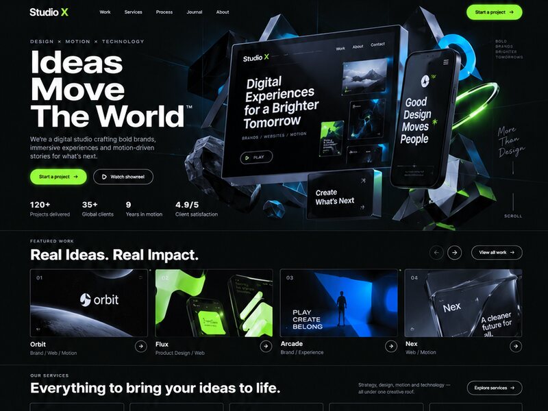 Bố cục thiết bị và trình duyệt nổi với typography động